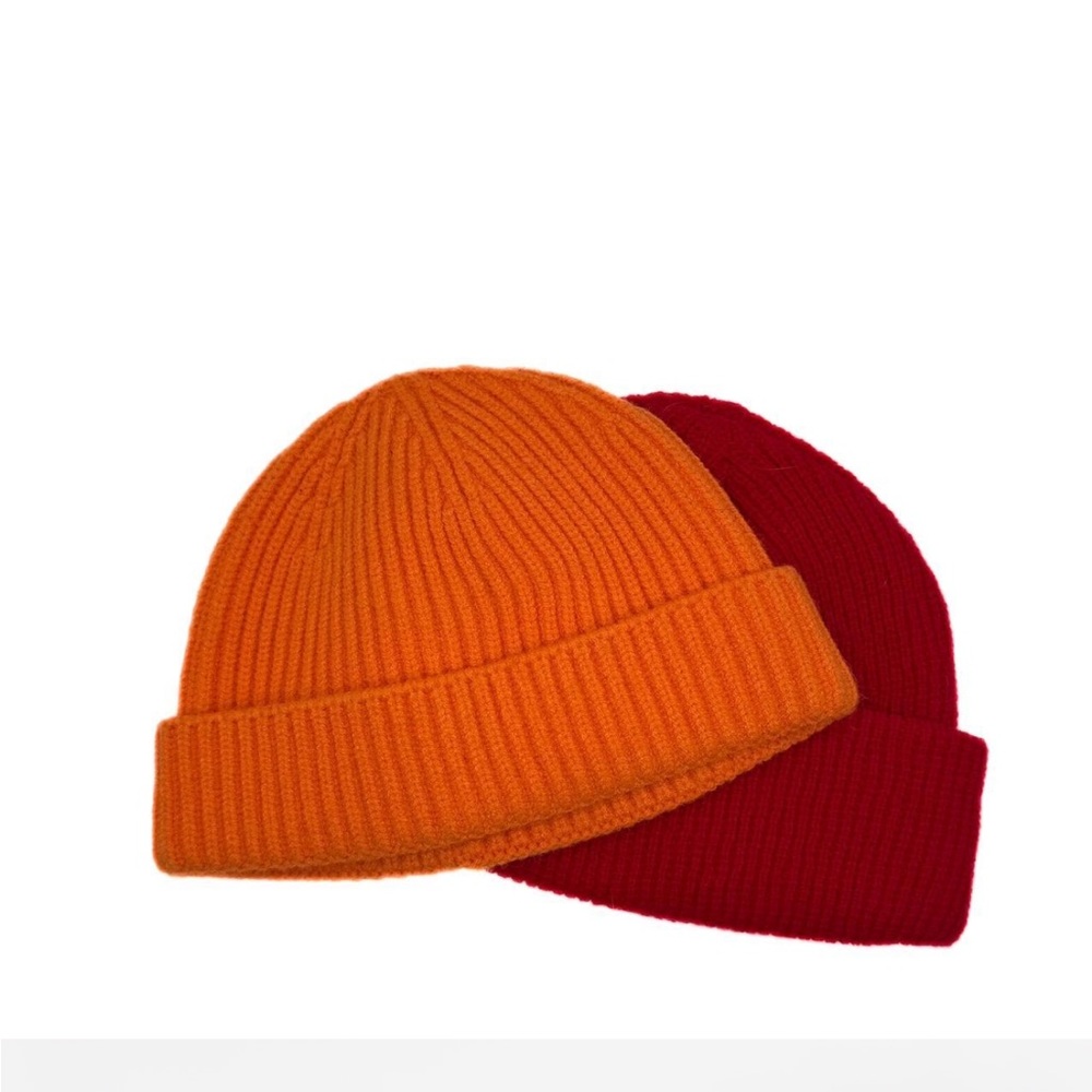 Two Teeny Weeny Beanies (orange and red)